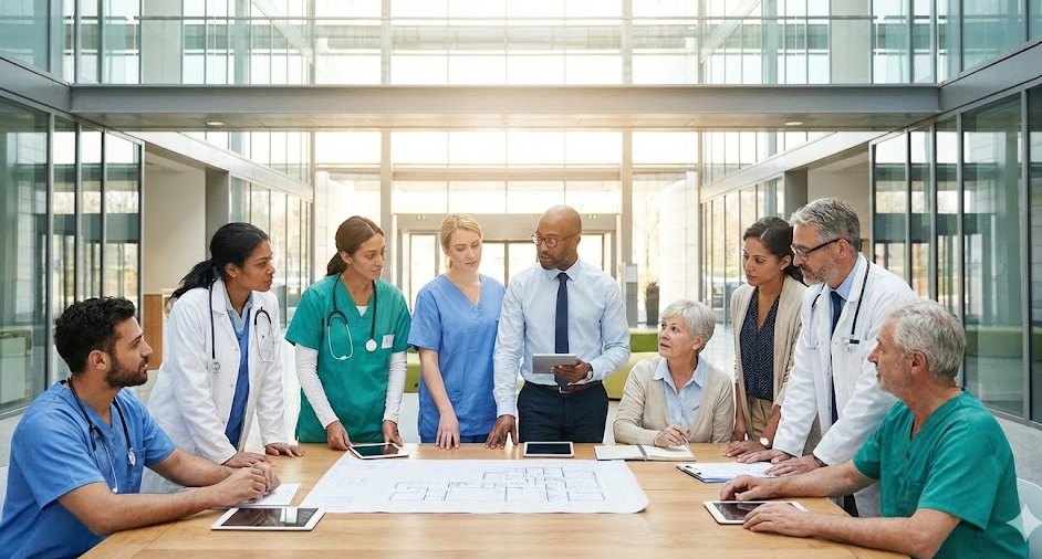 Healthcare professionals collaborating